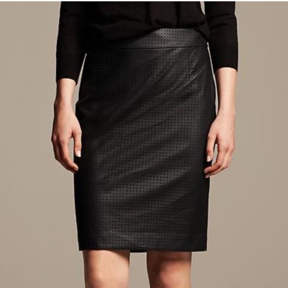 EUC Banana Republic Faux Leather Perforated Pencil skirt